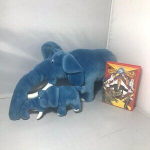 Ringling Brothers Barnum and Bailey Royal Blue Mama and Baby Elephant Plush set